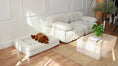 Load image into Gallery viewer, The Chelsea dog bed in Ivory boucle, photographed in a living room (Ivory Boucle)