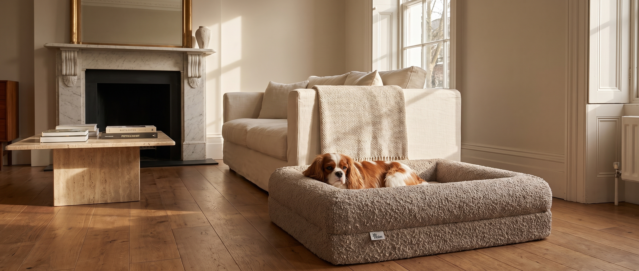 Alternative colourway of the Chelsea bed in a deep onyx bouclé